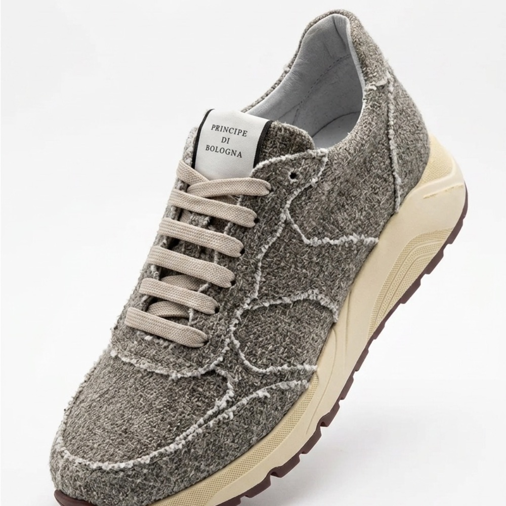 Principé di Bologna Men’s Gray Cotton Runner Comfort Sneakers
